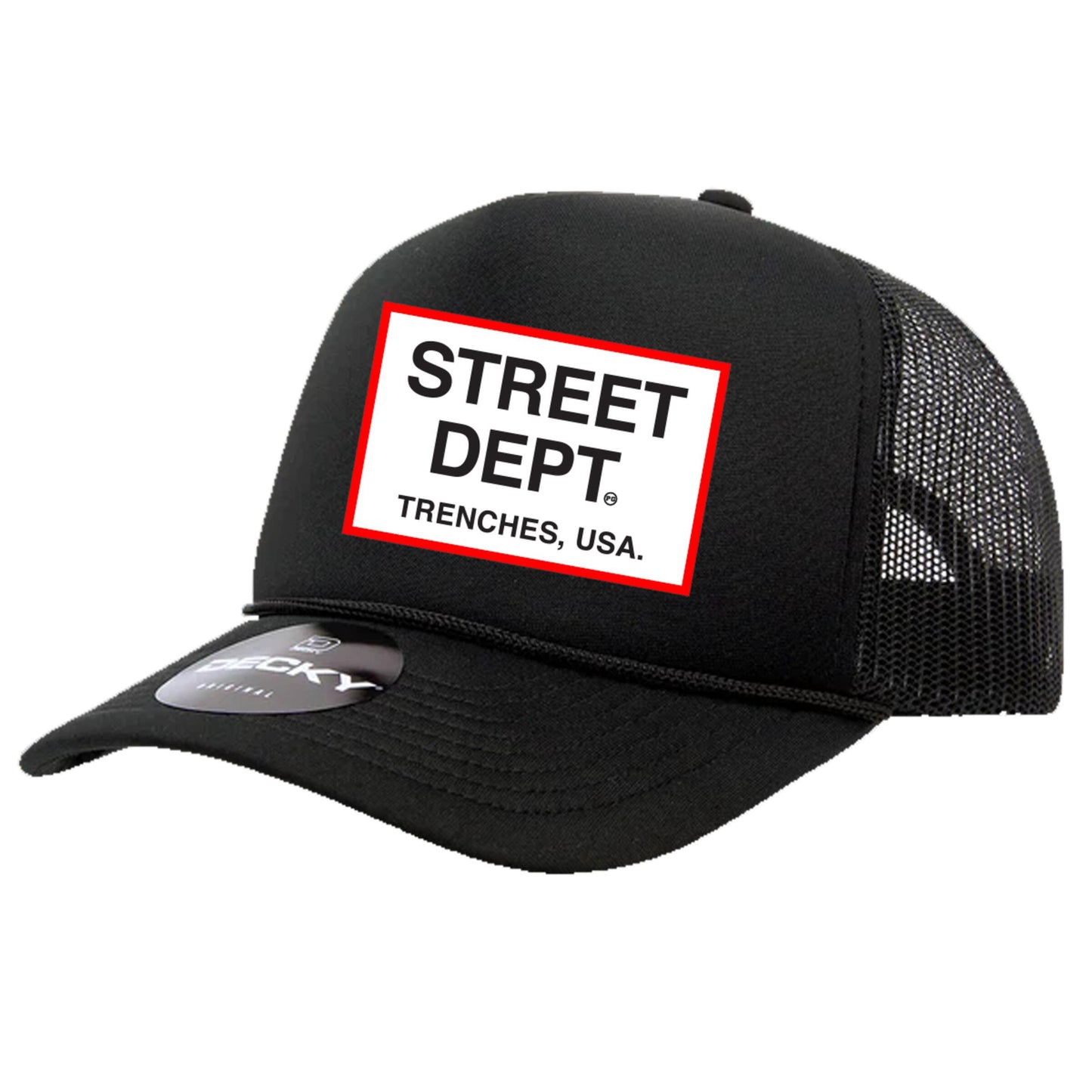 Pg Apparel Street Dept Trucker Hat - Black w/ Red