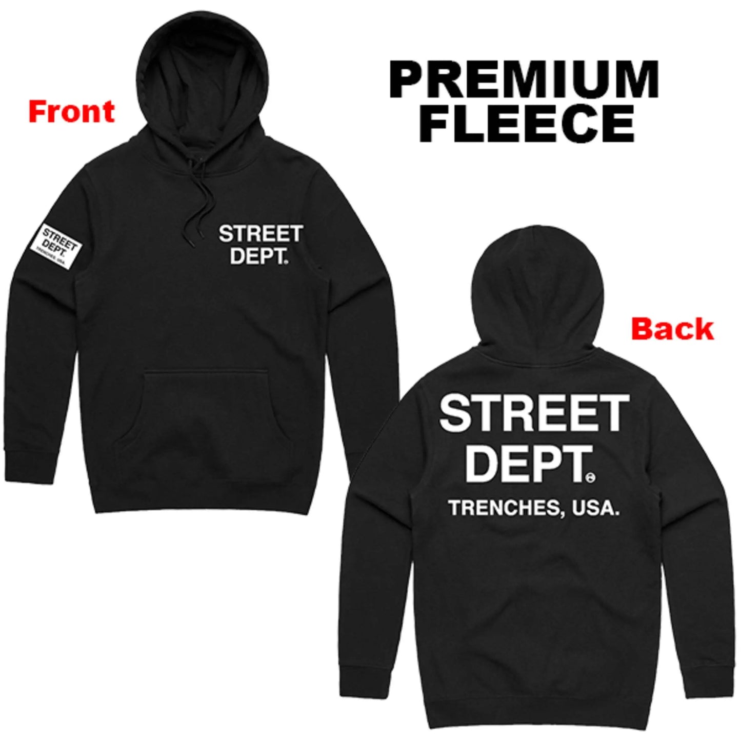Pg Street Dept Men Hoodie - Black White - BLVD