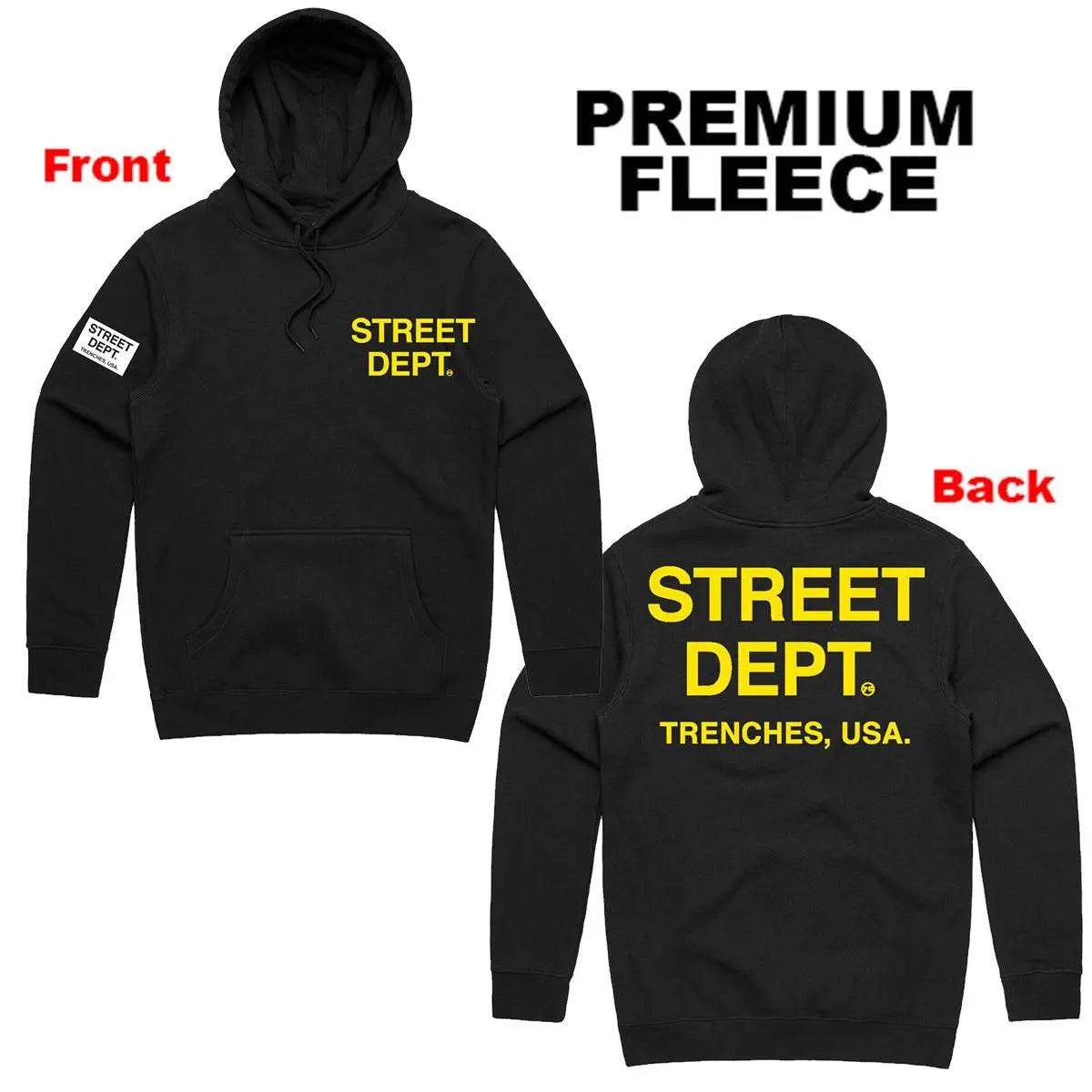 Pg Street Dept Men Hoodie - Black Yellow - BLVD