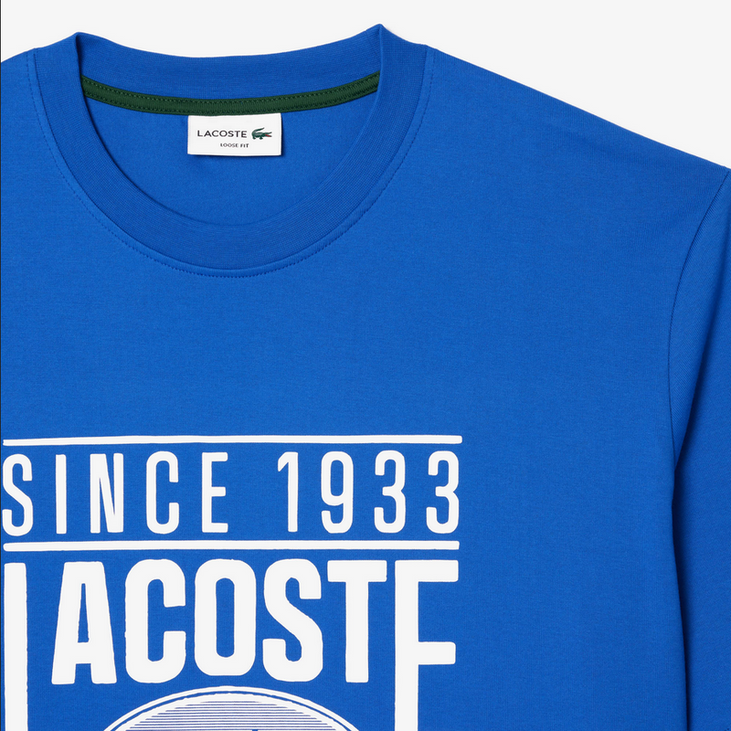 Lacoste Men's Loose Fit Cotton Jersey Print T-shirt - Ladigue Blue IXW