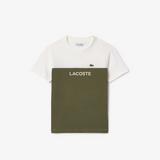 Lacoste  Kids’ Colorblock T-shirt & Striped Shorts Set - White Khaki Green IMI
