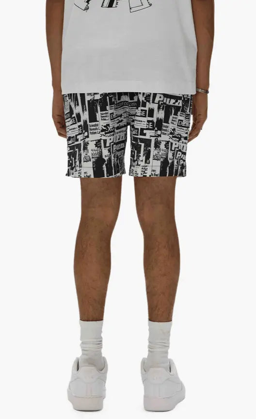 Purple Brand - Tabloid All Around Shorts - Black & White - P504-PMUT225 - BLVD