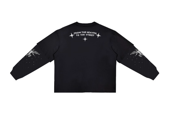 Roku - From Heaven To The Street Boxy Layered Long Sleeve Tee - Black
