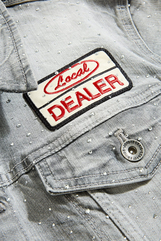 Jordan Craig - Local Dealer Trucker Jacket W Rhinestones - Cement Wash