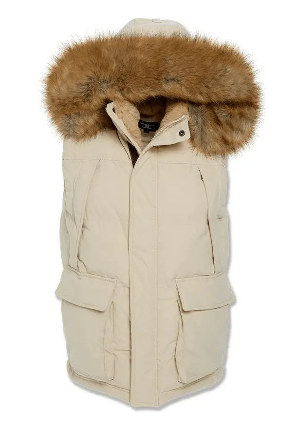 Jordan Craig Yukon Fur Lined Puffer Vest (Khaki) - BLVD