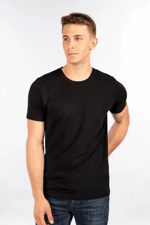 City Lab Stretch Slim Fit T-Shirt, Crew Neck Black - BLVD