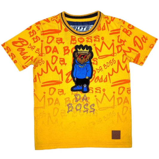 Elite Kids Da Boss Kids Tee & Knitted Short Set Yellow Black - BLVD