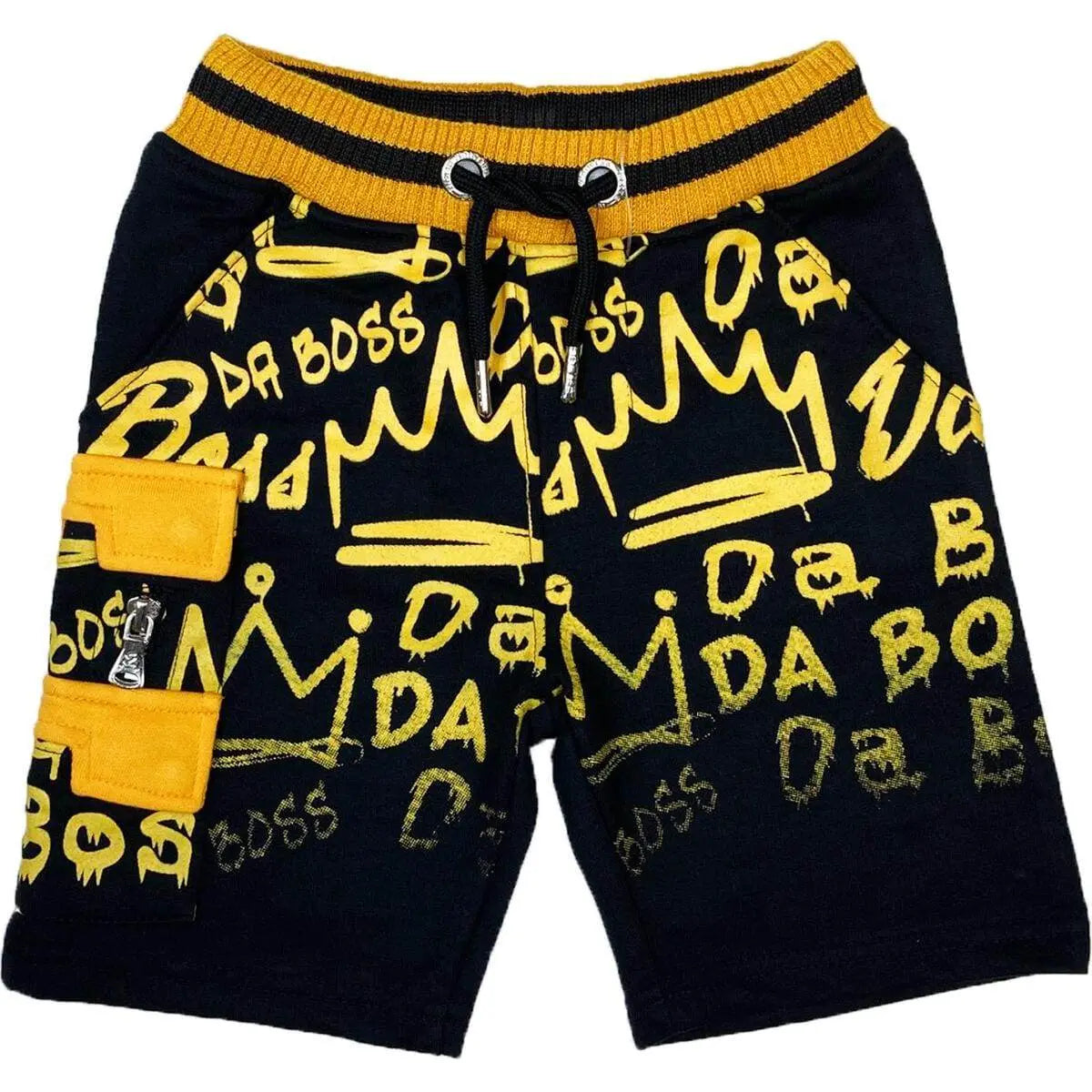 Elite Kids Da Boss Kids Tee & Knitted Short Set Yellow Black - BLVD