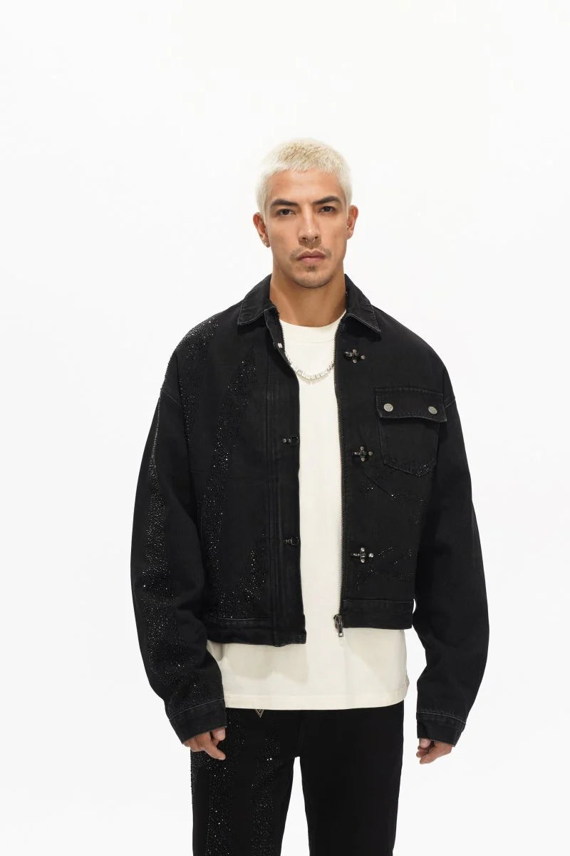 Valabasas - Encrypted Rhinestone Denim Jacket – Black