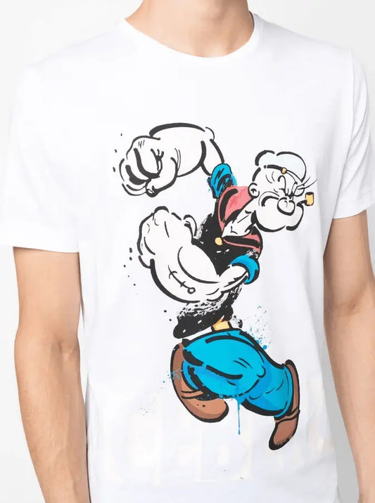 Iceberg X Popeye Men's T-shirt White Pink - BLVD