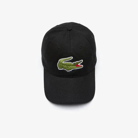 Men's Lacoste Contrast Strap And Oversized Crocodile Cotton Cap - Black - BLVD