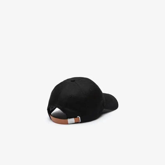 Men's Lacoste Contrast Strap And Oversized Crocodile Cotton Cap - Black - BLVD