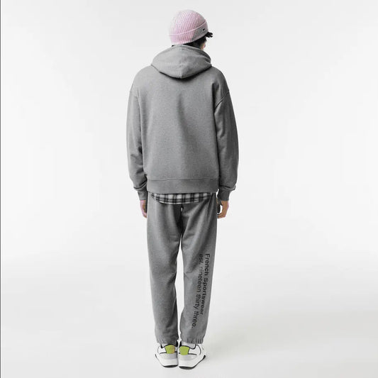 Lacoste Men's Loose Fit Crocodile Hooded Sweatshirt & Print Trackpants Set Grey YRD - BLVD