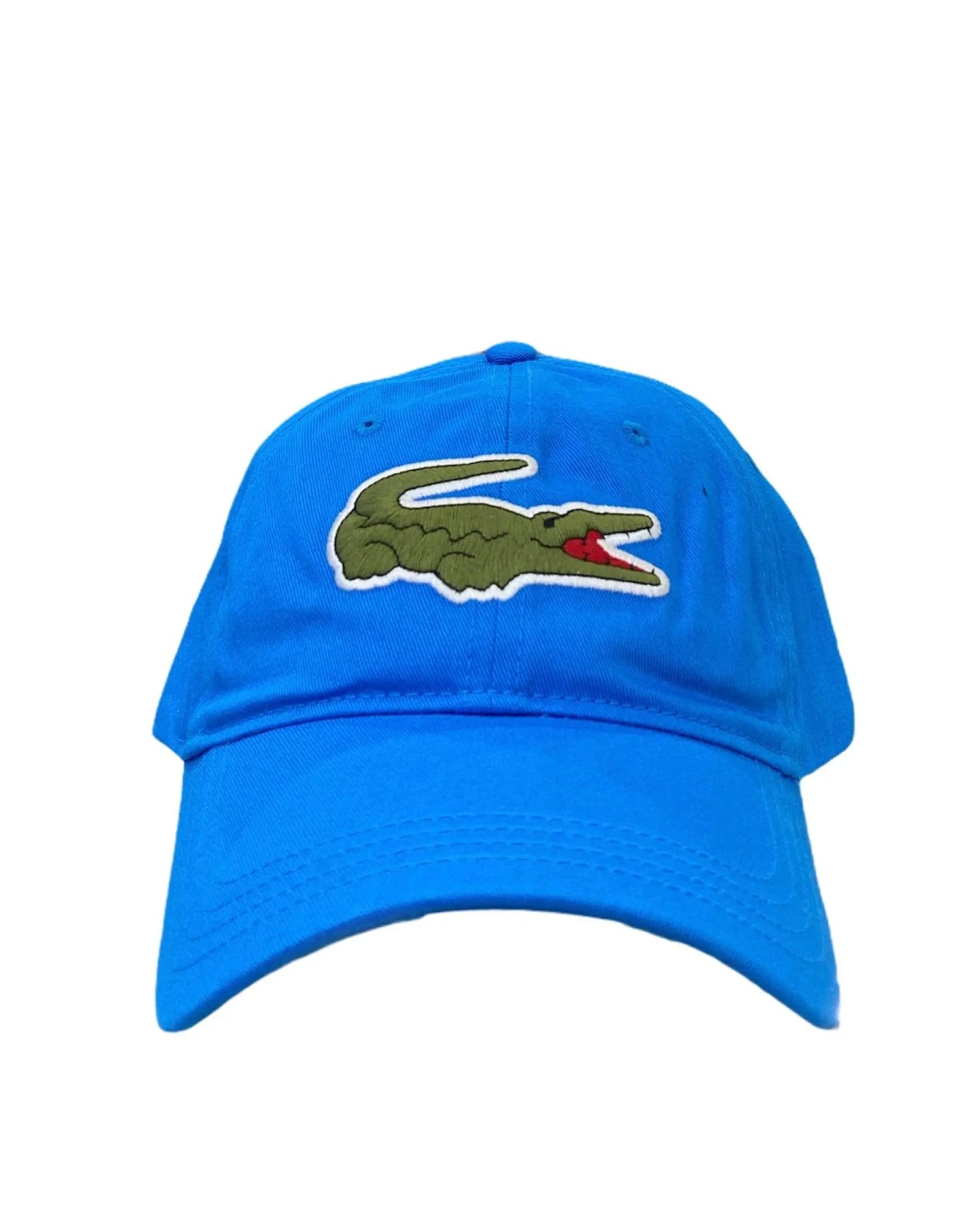 Men's Lacoste Contrast Strap And Oversized Crocodile Cotton Cap Blue Ptv - BLVD
