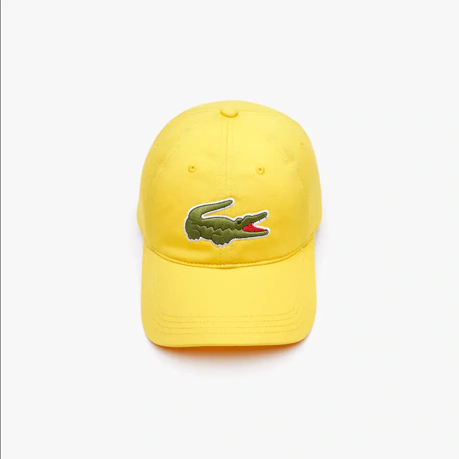 Men's Lacoste Contrast Strap And Oversized Crocodile Cotton Cap Yellow Us3 - BLVD