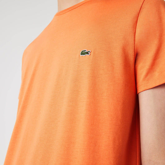 Men’s Lacoste Crewneck Pima Cotton Jersey T-shirt Orange Npb - BLVD