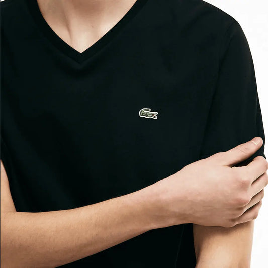 Men’s Lacoste V-neck Pima Cotton Jersey T-shirt Black 031 22 - BLVD