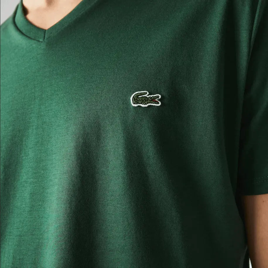 Men’s Lacoste V-neck Pima Cotton Jersey T-shirt Green 132 - BLVD