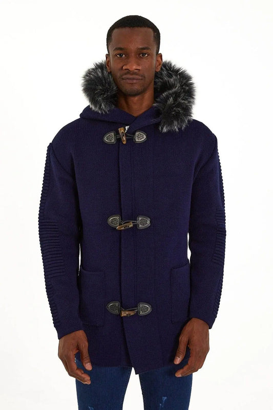 One In A Million Hooded Long Sleeve Cardigan Sweater Night Sky/ Navy - BLVD