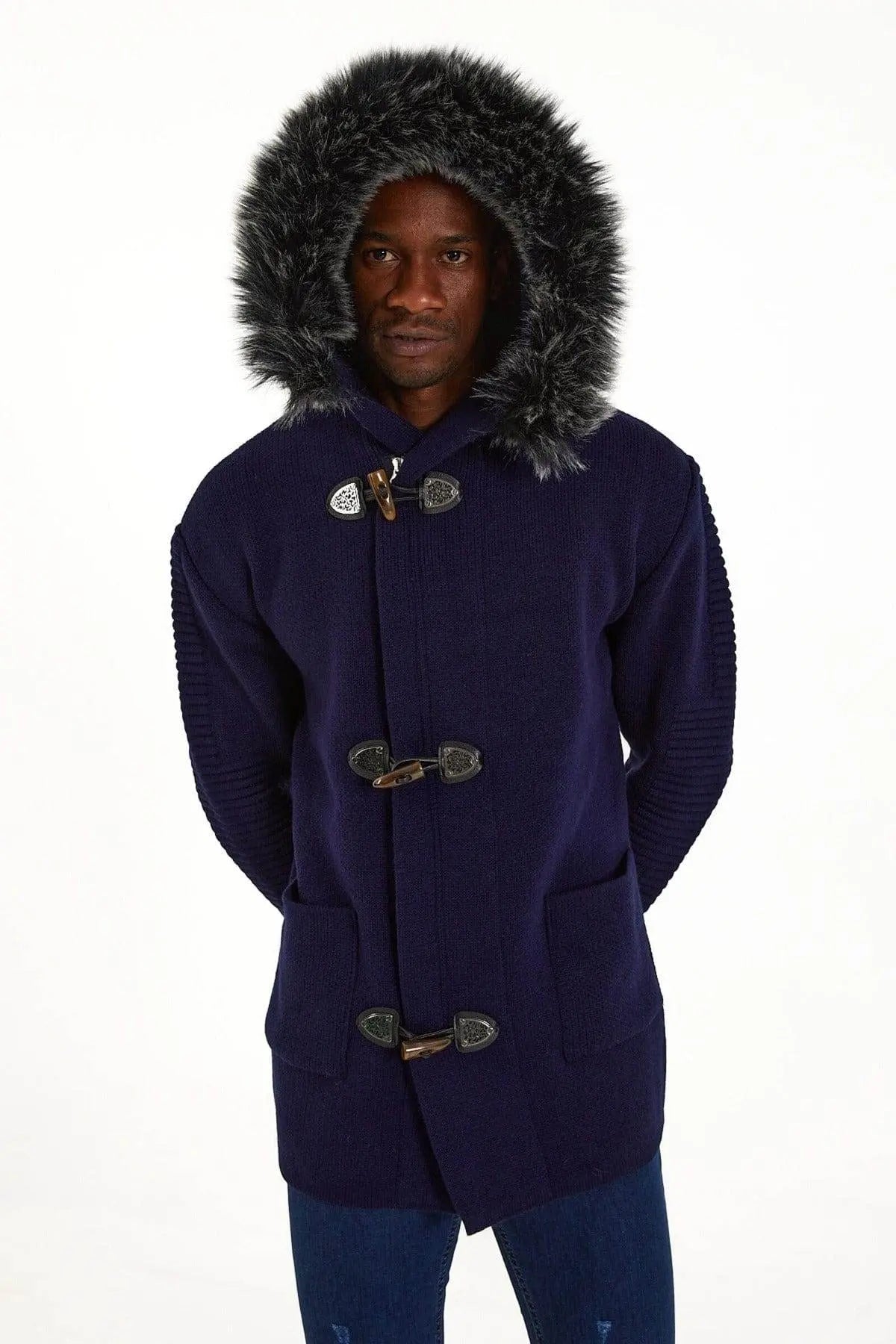 One In A Million Hooded Long Sleeve Cardigan Sweater Night Sky/ Navy - BLVD