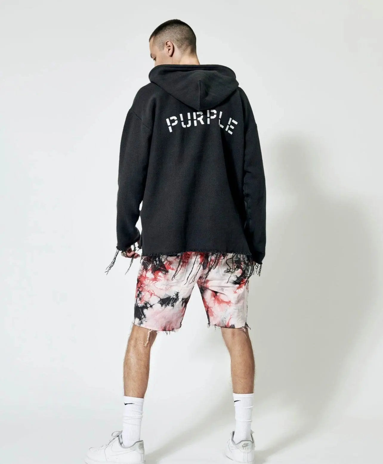 Purple Brand Red Black Tiedye Jacquard Monogram Shorts P020-rbjs222 - BLVD