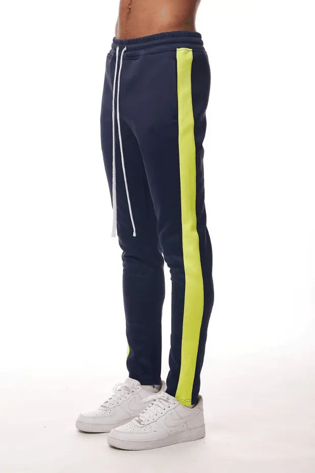 Rebel Minds Track Pants Navy Neon Yellow - BLVD