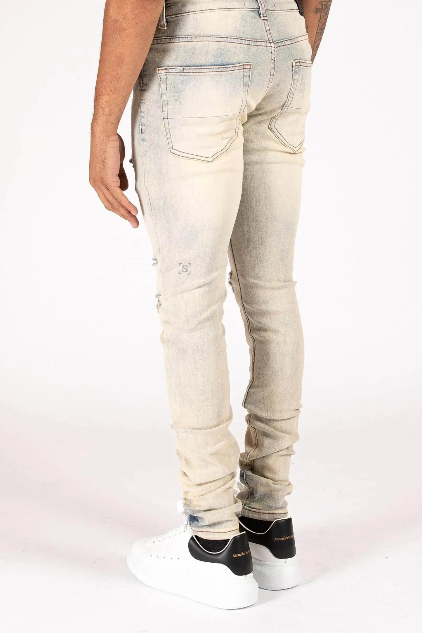 Serenede 'CHALK'' Jeans Bleached tan with a Light Blue Base - BLVD