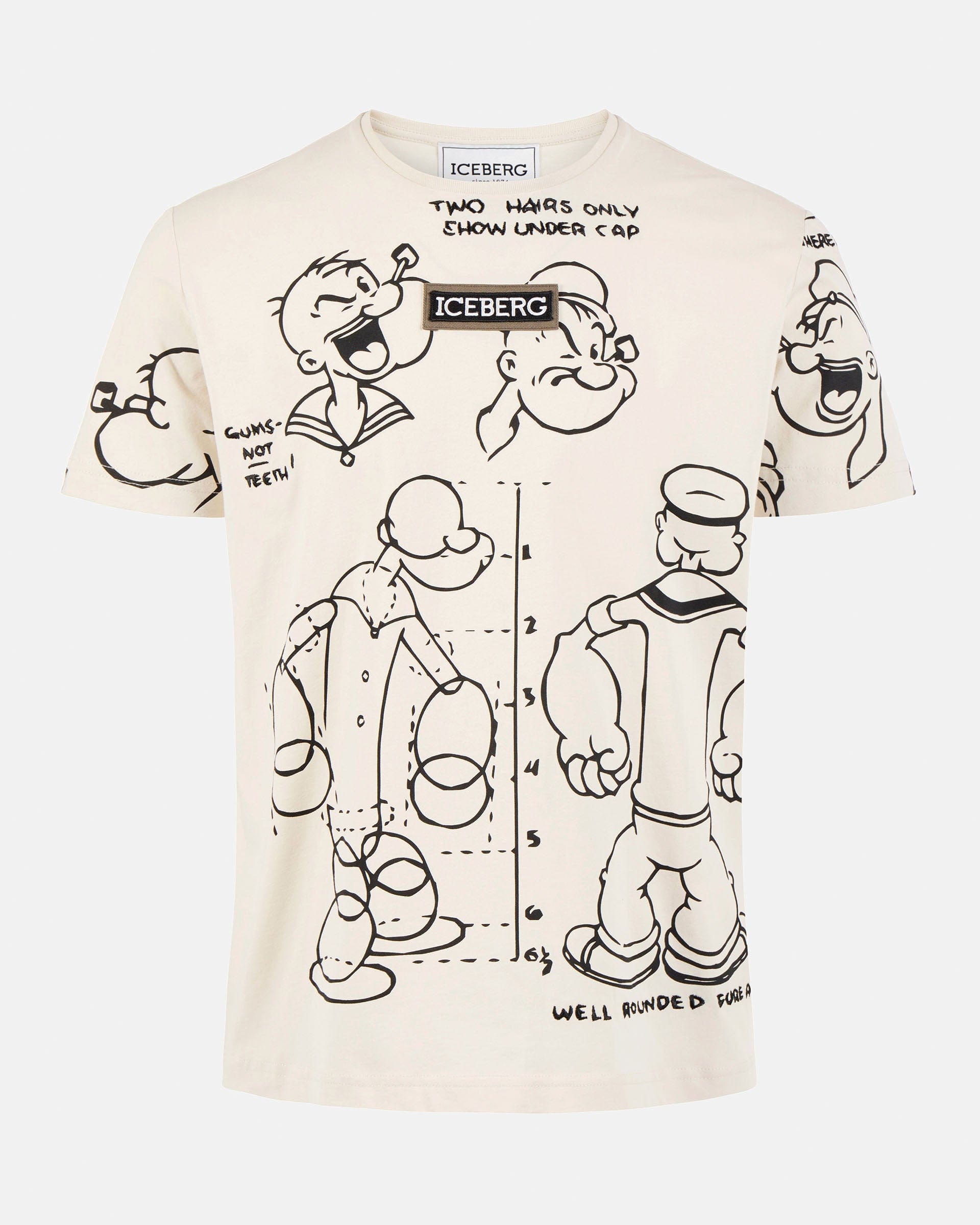 Men's T Shirt Popeye Comic Tee - White Multi Crew Neck Short Sleeve Size XL