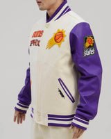 Pro Standard - Phoenix Suns Retro Classic Rib Wool Varsity Jacket - Eggshell / Purple - BLVD
