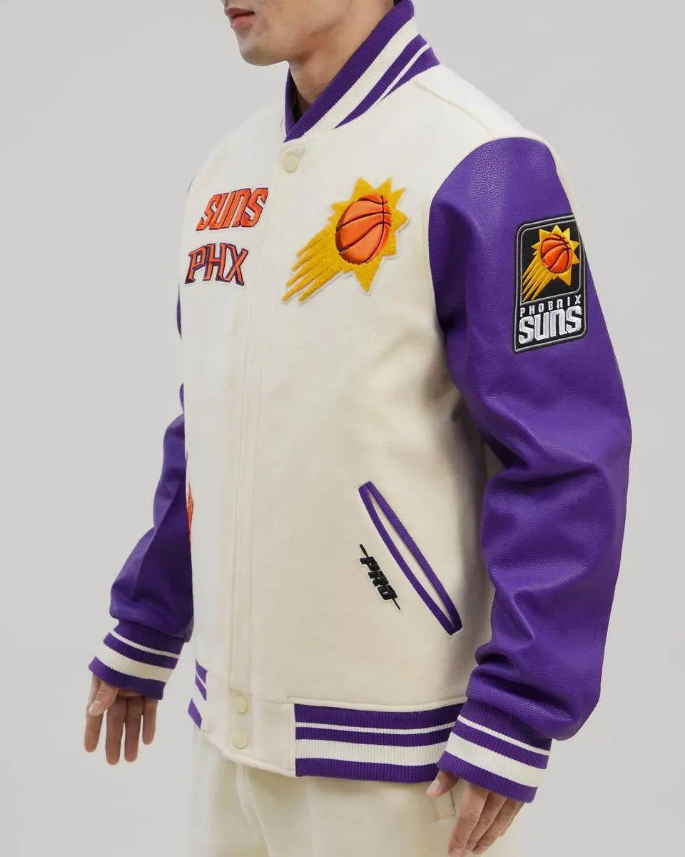 Pro Standard - Phoenix Suns Retro Classic Rib Wool Varsity Jacket - Eggshell / Purple - BLVD