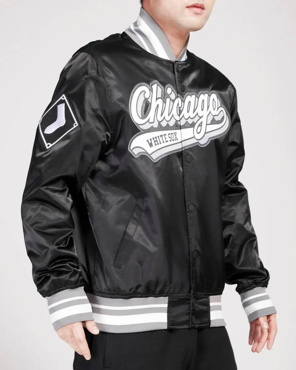 Pro Standard - Chicago White Sox Xcript Tail M Satin Jacket - Black / Gray - BLVD