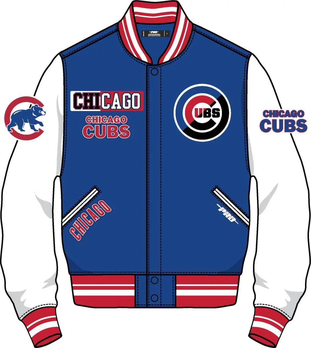 Pro Standard - Chicago Cubs Split Logo M Rib Wool Varsity Jacket - Royal Blue / Red - BLVD