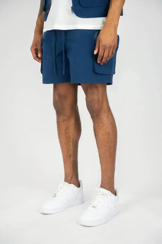 Rebel Minds Tactical Cargo Poly Shorts - Navy - BLVD
