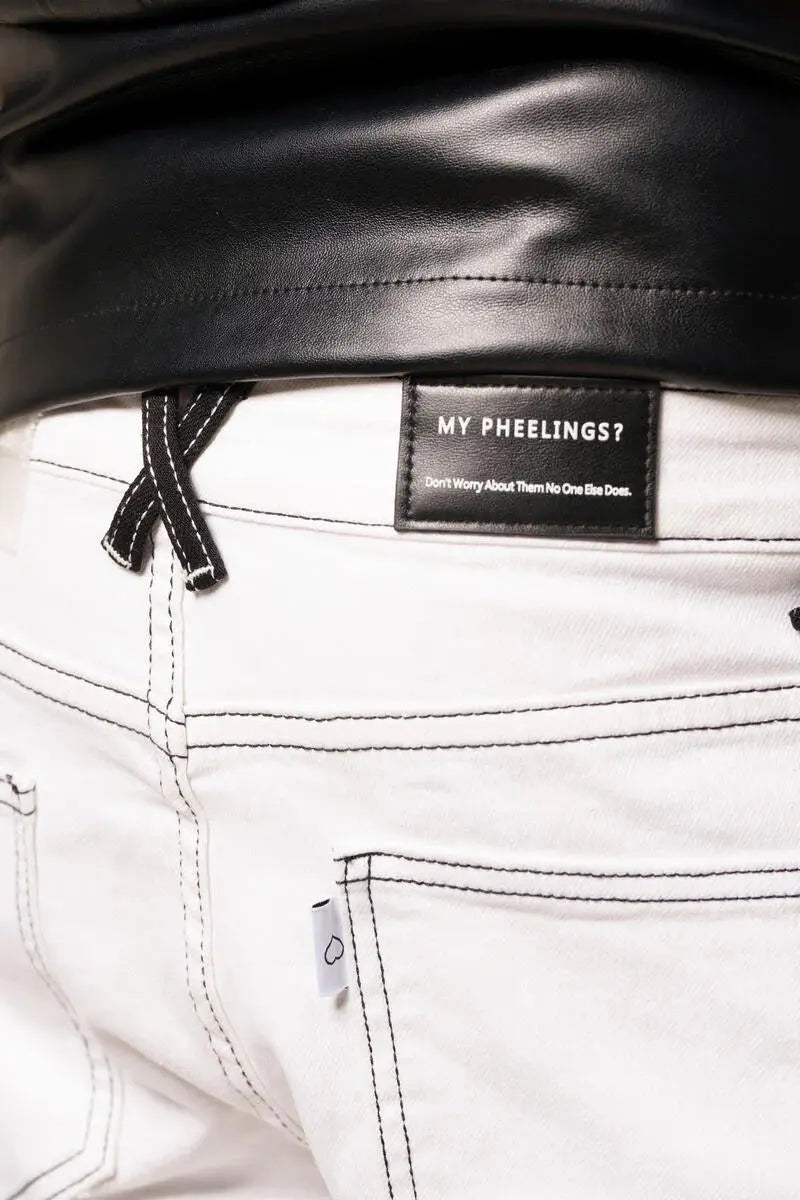 Pheelings "Heart Break Of Success" Flare Stack Denim -  White / Black - BLVD