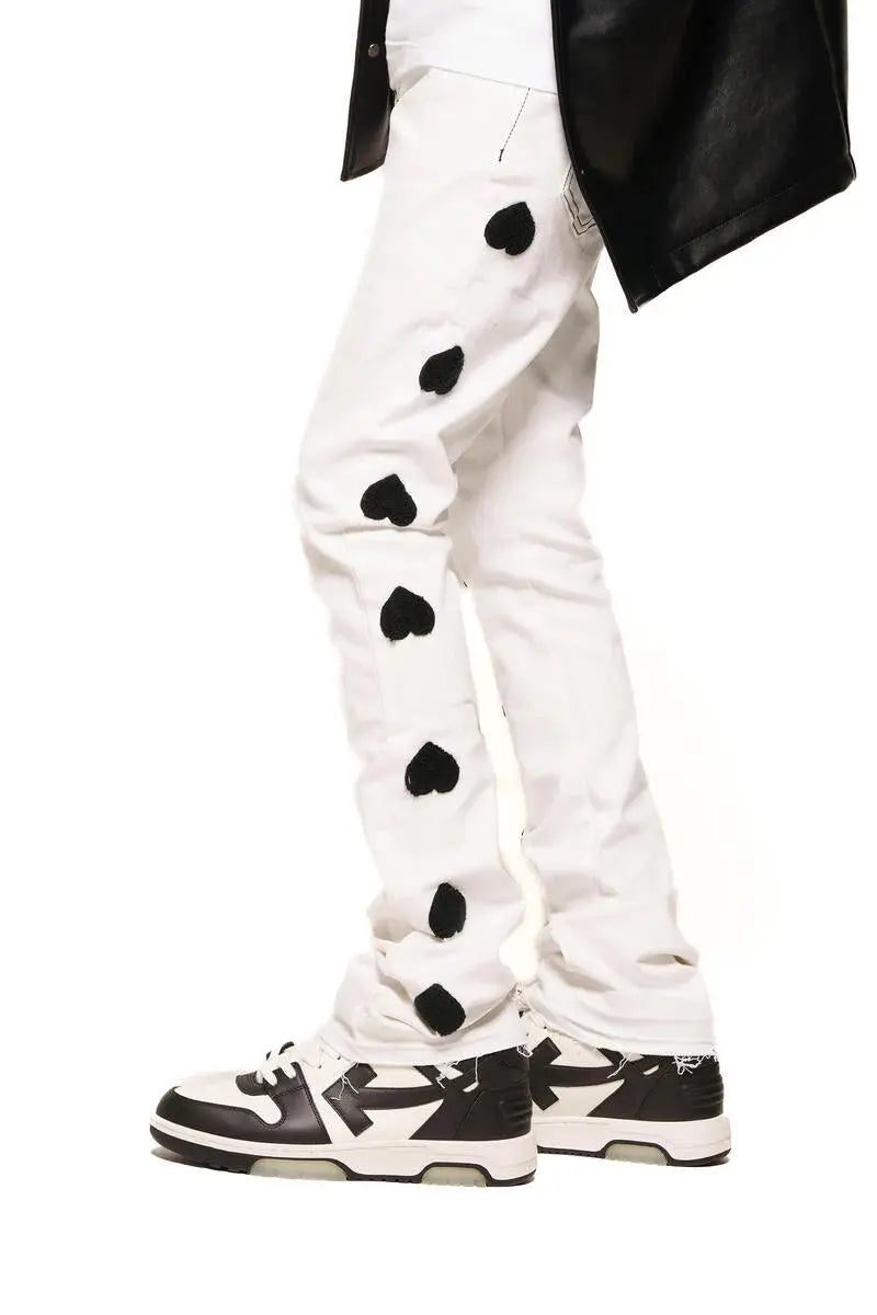 Pheelings "Heart Break Of Success" Flare Stack Denim -  White / Black - BLVD