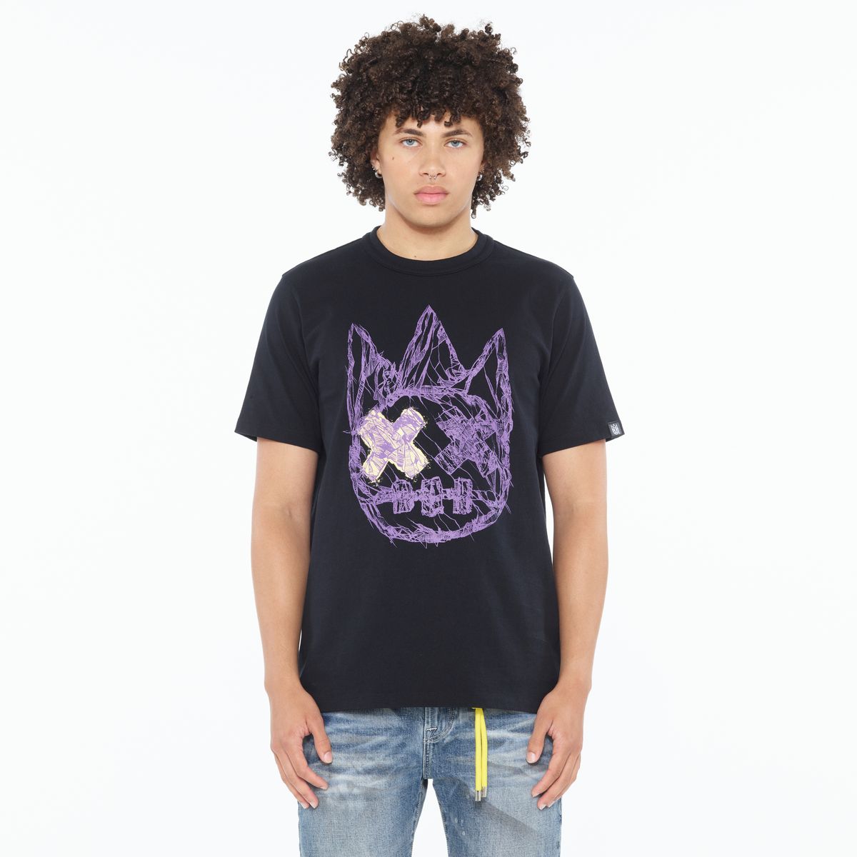 Cult Of Individuality - Heavyweight Short Sleeve Crew Neck Tee "Shattered Logo" in Black Cult Of Individuality