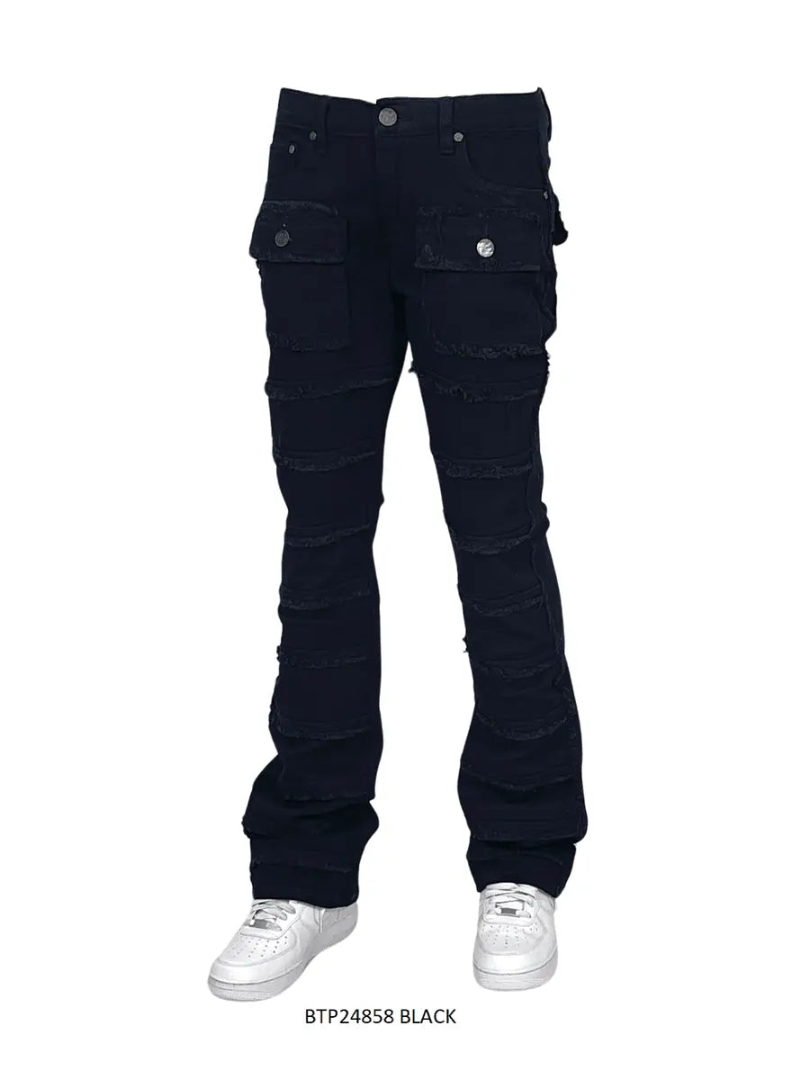 BT Frayed Men Stack Jeans - Black - BLVD