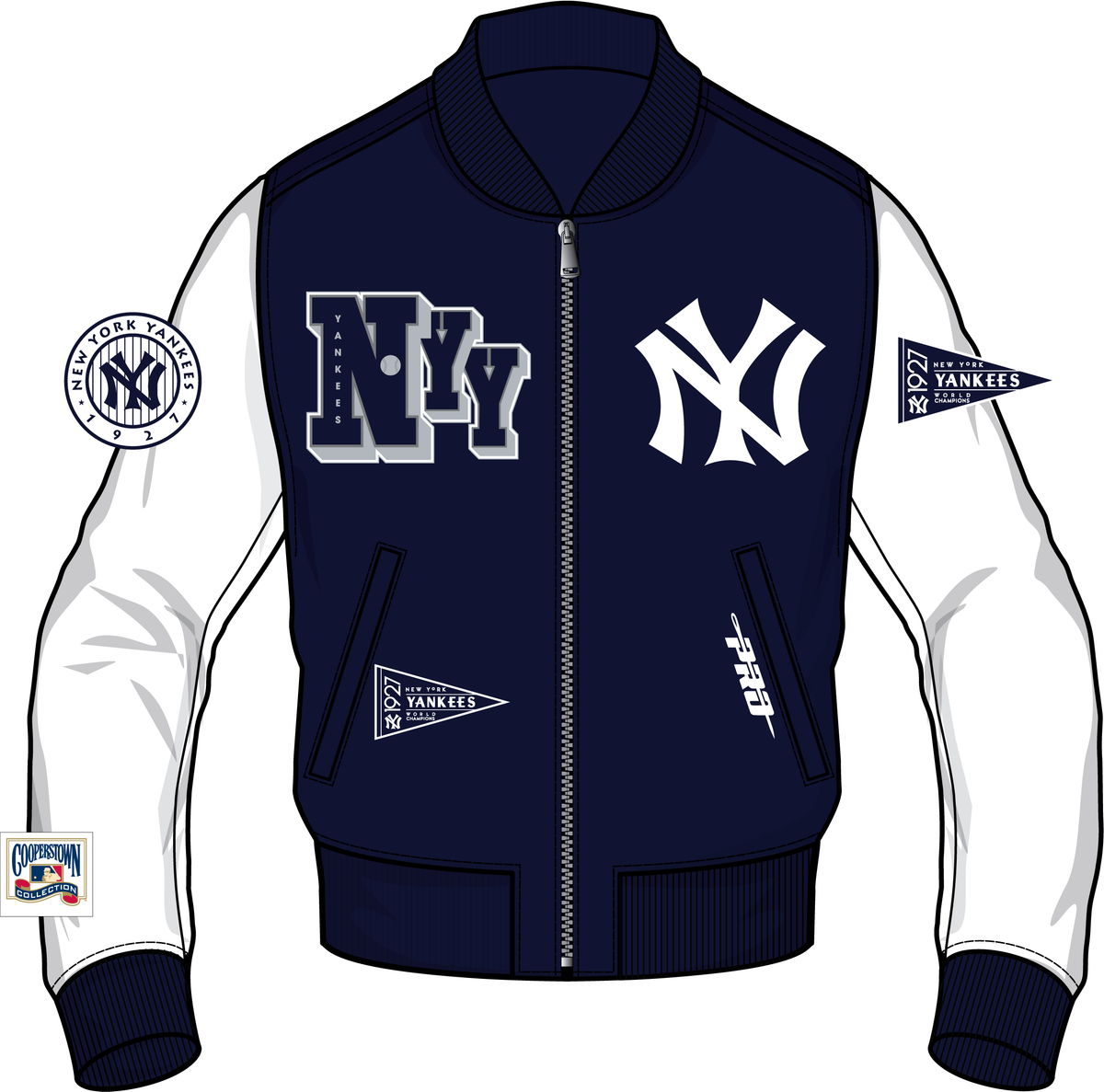 Pro Standard - Mlb New York Yankees Best Of Men's Leather Varsity Jacket - Navy Pro Standard