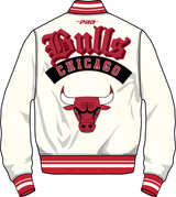 Pro Standard - Chicago Bulls Best Of Men's Rib Satin Jacket - Eggshell / Red Pro Standard