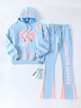 Vibe In Vogue - Winning Moves Stacked Jogging Sets - Baby Blue Pink - BLVD