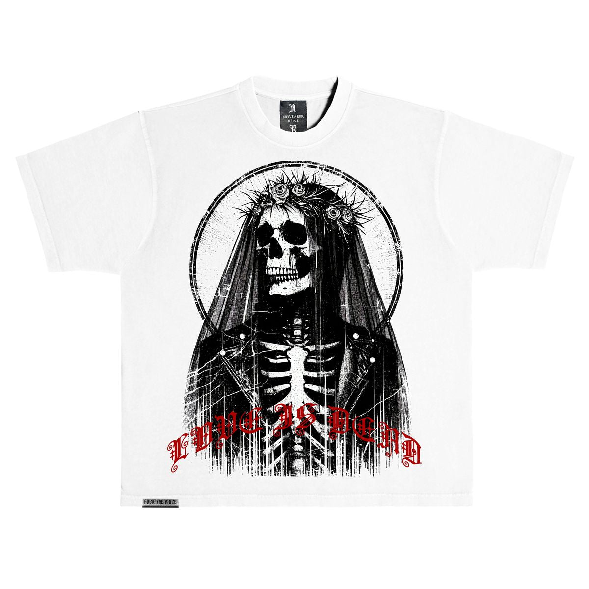 November Reine "Veil" Luxury Heavyweight Tee - White Red November Reine