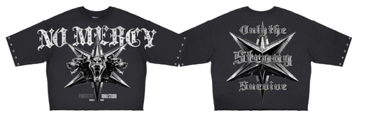 Roku - No Mercy Cropped Fleece Crew Tee - Black