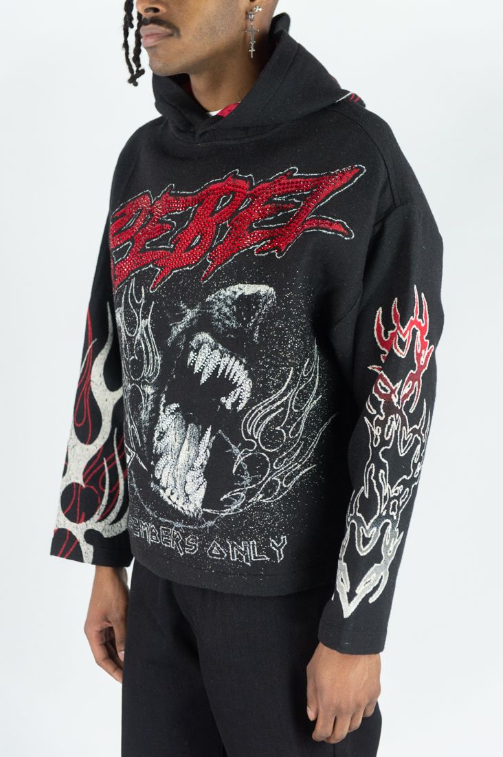 Rm - R.stone - Mad Dog Tapestry Hoodie - Black Rebel Minds