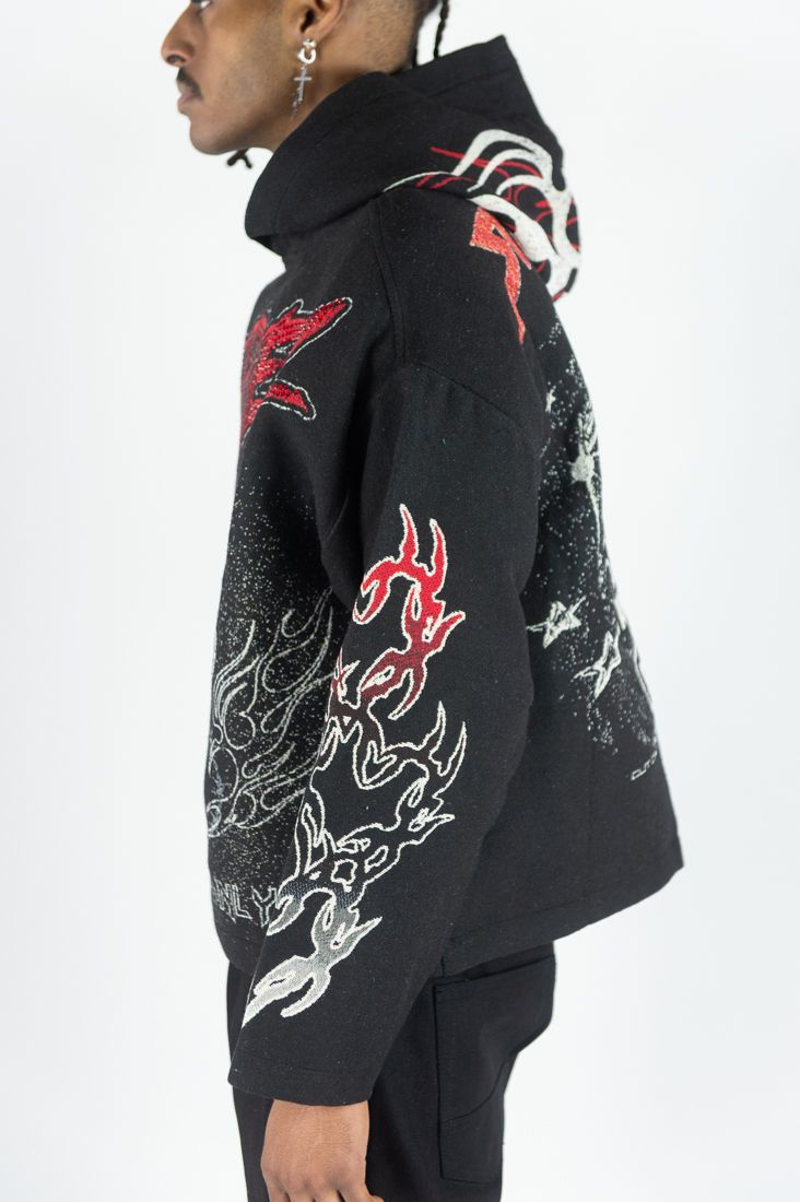 Rm - R.stone - Mad Dog Tapestry Hoodie - Black Rebel Minds