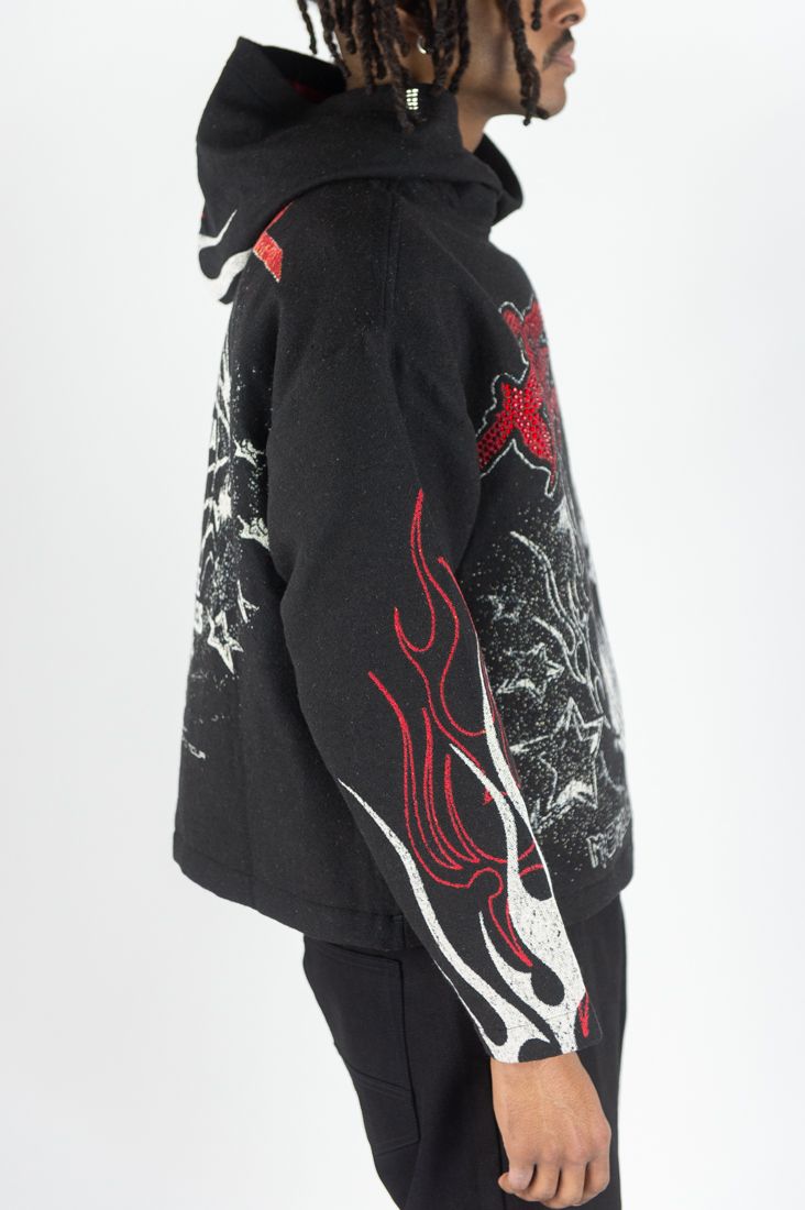 Rm - R.stone - Mad Dog Tapestry Hoodie - Black Rebel Minds