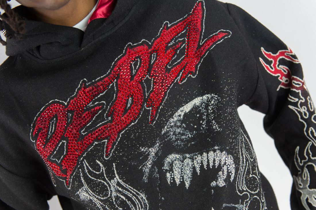 Rm - R.stone - Mad Dog Tapestry Hoodie - Black Rebel Minds