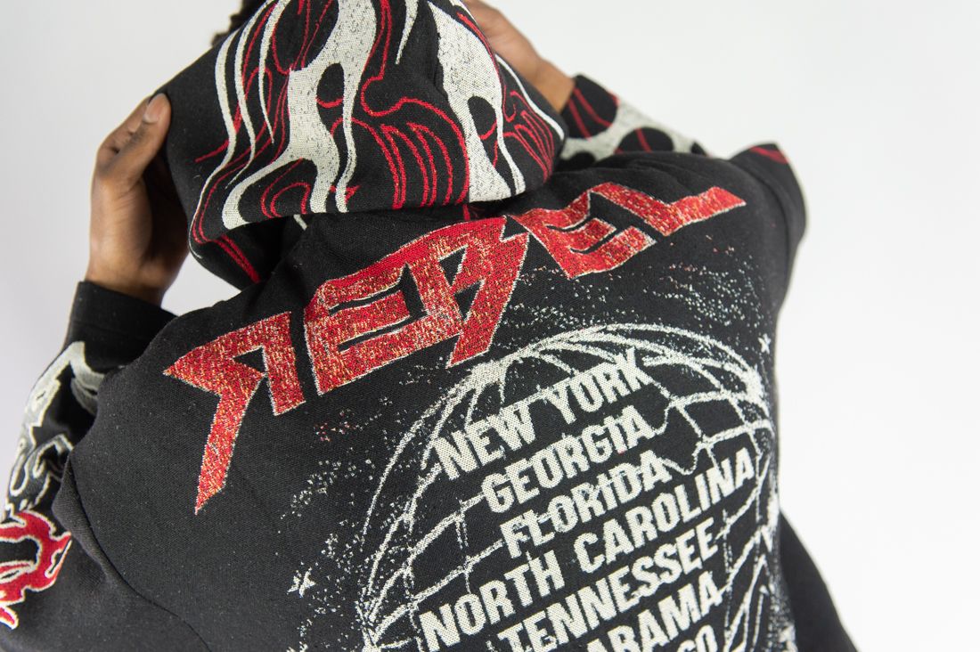Rm - R.stone - Mad Dog Tapestry Hoodie - Black Rebel Minds