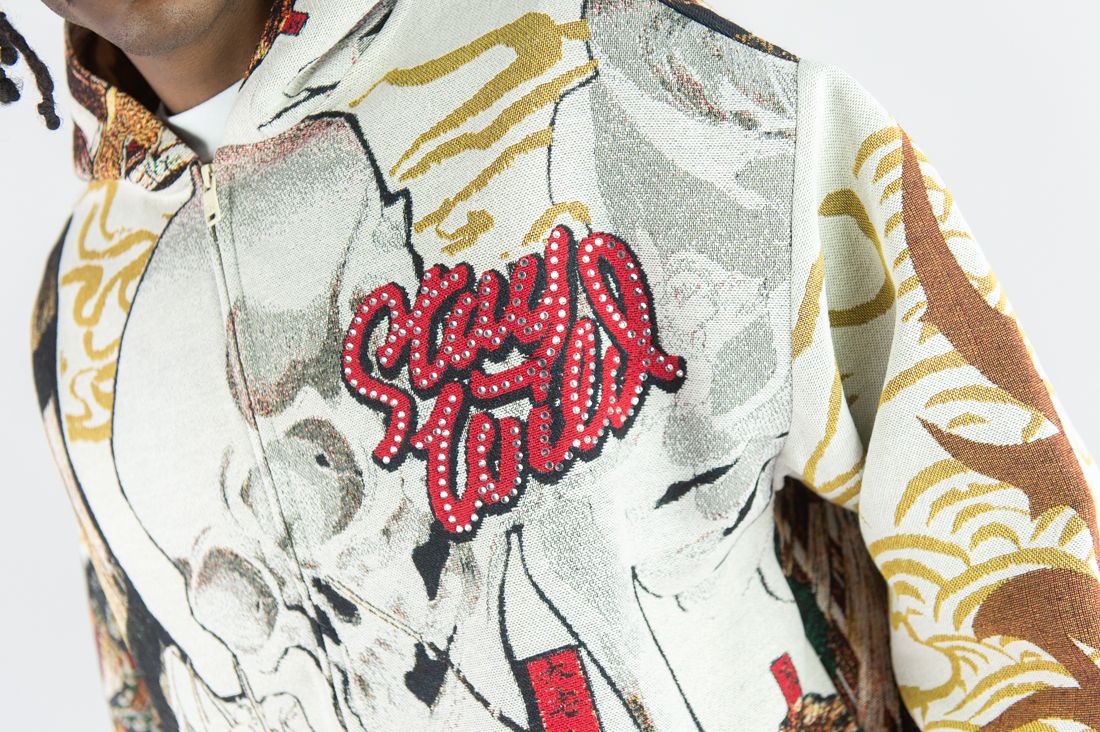 Rm - R.stone - Stay Wild Tapestry Hoodie - Cream