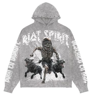 Roku - Riot Spirit Enzyme Washed Boxy Fleece Hoodie - Washed Grey