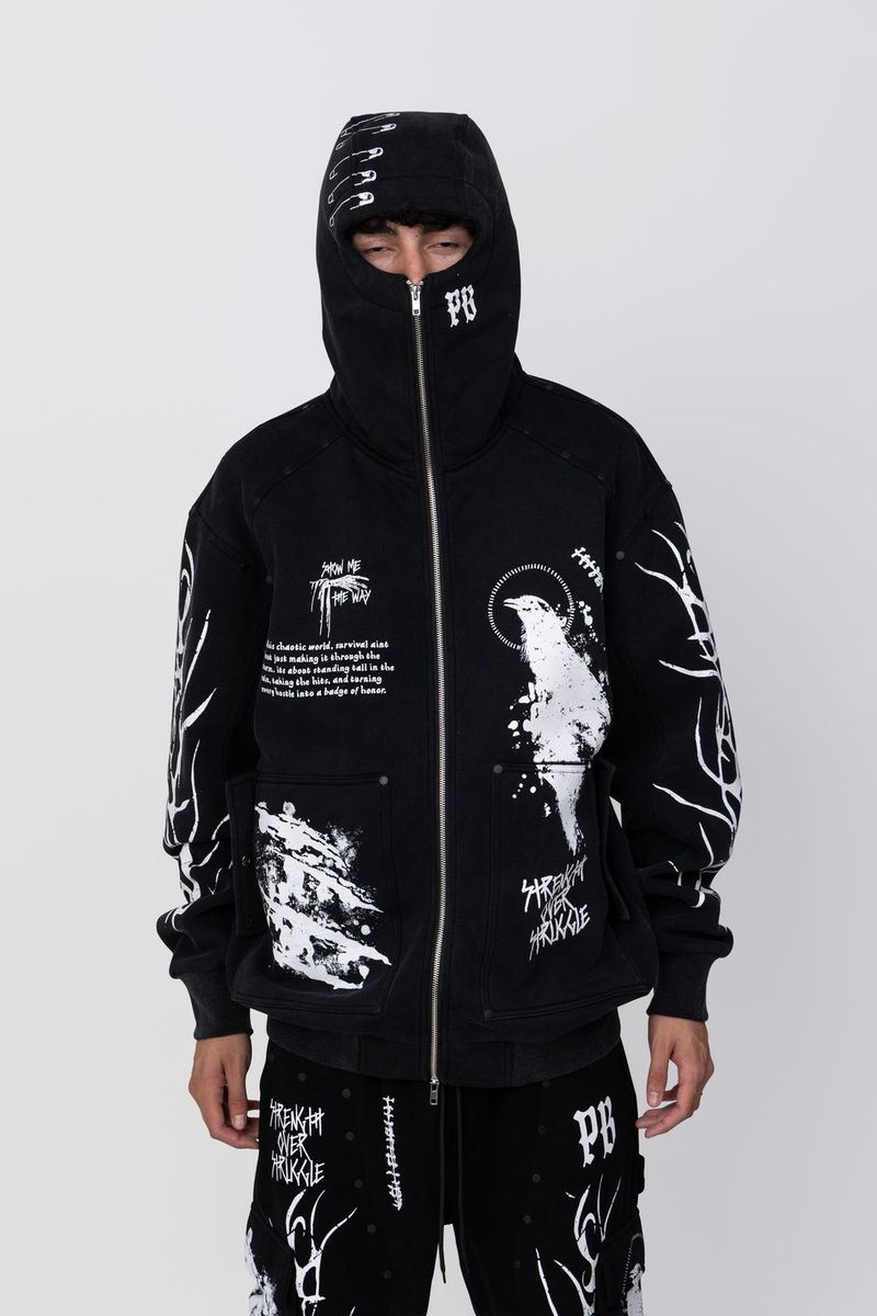 Point Blank - Night Ninja Hoodie & Cargo Sweatpants W Print And Stud - Set POINT BLANK